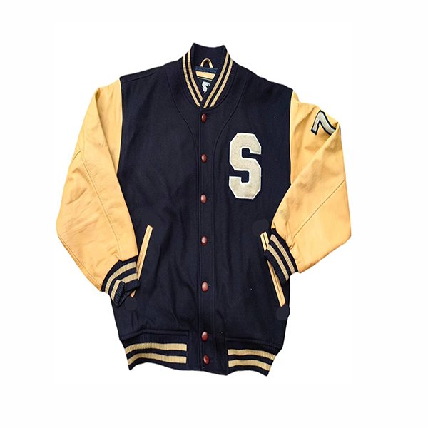 Black senior jacket back design with printing Dubai factory