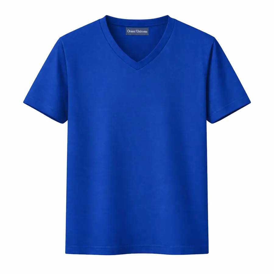 V Neck Tshirts Blue V Neck T Shirt On White Background UAE