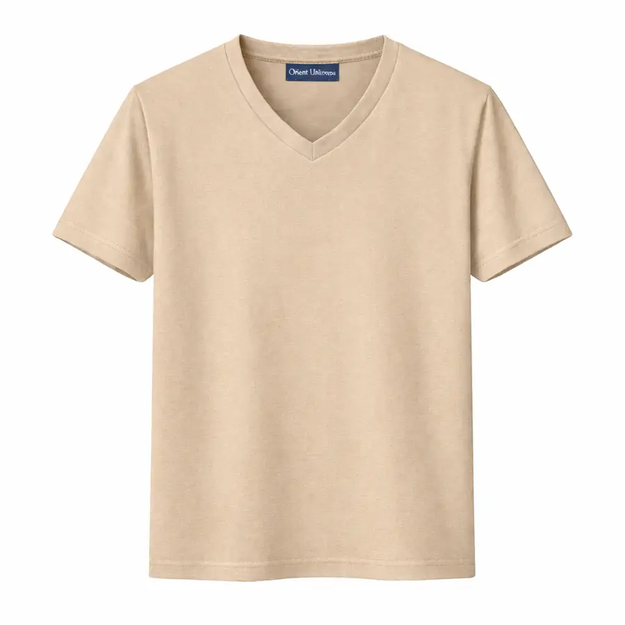 V Neck Tshirts Sand Colored Cotton V Neck T Shirt UAE