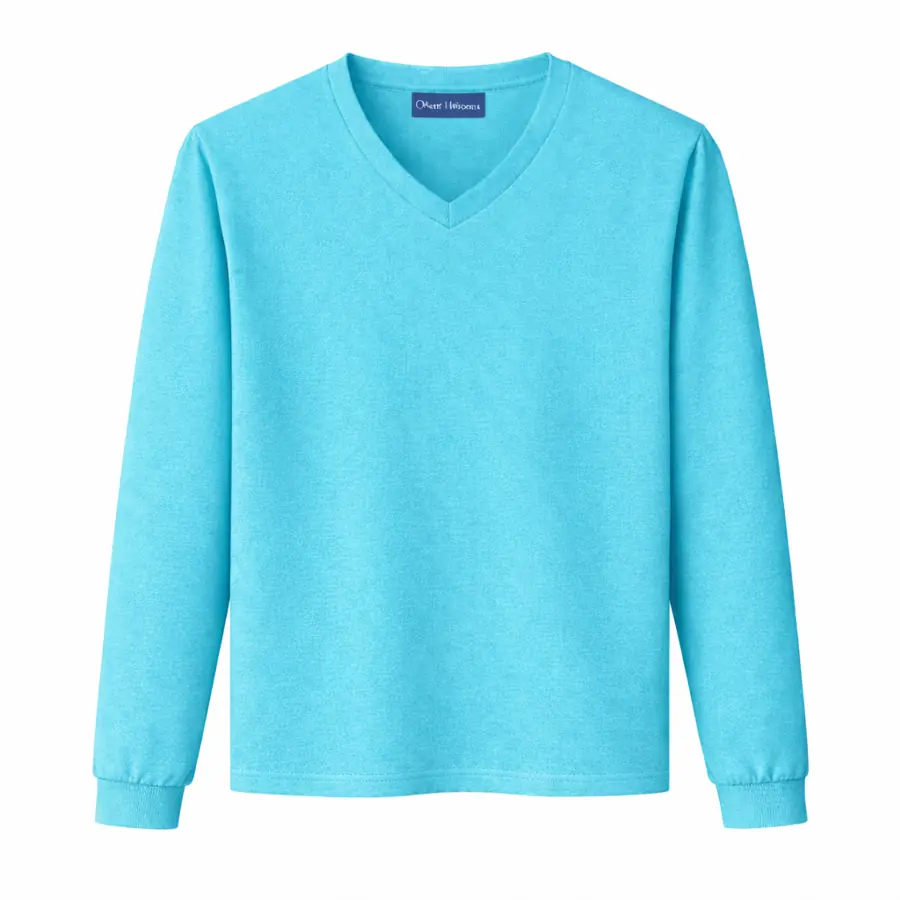 V Neck Tshirts Turquoise Long Sleeved V Neck T Shirt UAE